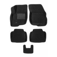 Коврики текстильные 3D Euromat для Ford Mondeo V (2014-2022) (3Д Евромат Форд Мондео 5), с полиуретановым подпятником, черные