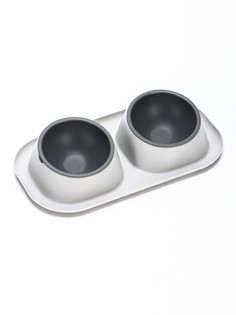 Миска для животных дубль мини 0,2 л , soft-touch, смоки No Brand