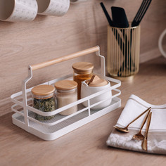 Металлическая корзина c деревянной ручкой Handy Home