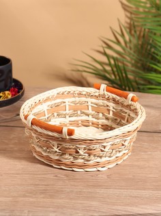 Корзина плетеная 22x22x9 см, ротанг No Brand
