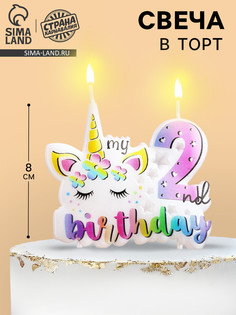 Свеча в торт my birthday, цифра 2 No Brand