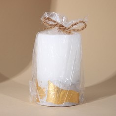 Свеча интерьерная, белая с бетоном и поталью, столбик, 9,5 х 6 см SEE YOU Home