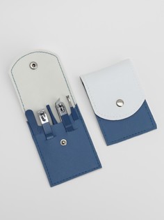 Набор маникюрный, 5 предметов, в футляре, голубой, белый QF