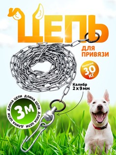 Цепь для привязи собак, 3 м, калибр 2 х 9 мм, белая No Brand