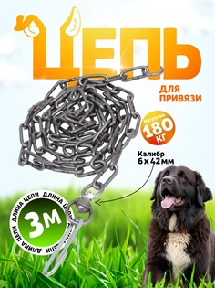 Цепь для привязи собак, 3 м, калибр 6 х 42 мм, черная No Brand