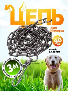 Цепь для привязи собак, 3 м, калибр 5 х 36 мм, черная No Brand