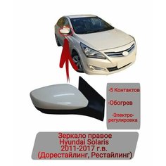Зеркало боковое правое Hyundai Solaris 2011-2017 SAT