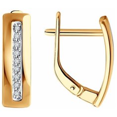 Серьги Diamant, красное золото, 585 проба, бриллиант, размер 16 мм, , бесцветный