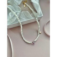 Чокер MOON SOUL, перламутр, стекло, длина 35 см, розовый