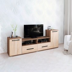 Тумба тв парус-2 2000x375x750, цвет ясень шимо темный /дуб сонома No Brand