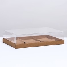 Коробка для муссовых пирожных 6 штук, 26×17×6 см, крафт No Brand