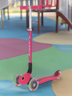 Самокат 3-х колесный детский Globber Primo Foldable Lights, Розовый