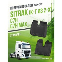 Коврики в машину SITRAK C7H и C7H MAX (из 2-х) / полный набор в салон Ситрак Ц7Х Макс с бортами и ячейками ЭВА 3Д / версия "Standart EVA 3D" Delform