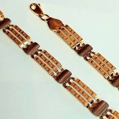 Браслет SKOROBOGATOV JEWELRY, комбинированное золото, 585 проба, филигрань, длина 19 см.