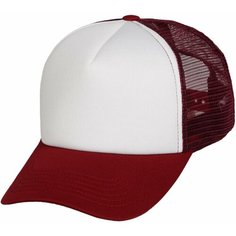 Бейсболка Street Soul 702-5-2 Пятипанельная двухцветная бейсболка с сеткой полиэстер для мужчин, размер One Size 55-60 см, бордовый, белый