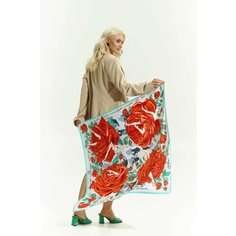 Платок Русские в моде by Nina Ruchkina для женщин,90х90 см, белый/красный/зеленый
