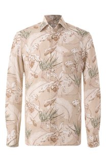 Рубашка из хлопка и льна Kiton
