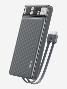 Внешний аккумулятор ROCK P96 12W Travel Series Power Bank With Cable 10000mAh темно серый, Серый Xiaomi