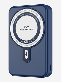Повербанк с беспроводной зарядкой для телефона KEEPHONE Snap Stand / Быстрая зарядка аккумулятора: 10000 мАч, подставка — Синий, Синий