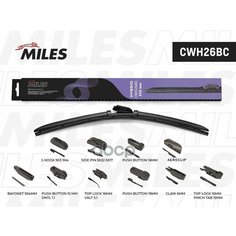 Щетка стеклоочистителя 650 мм (26) гибридная (10 адаптеров) CWH26BC Miles арт. CWH26BC