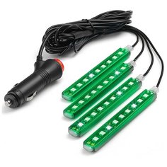 Светодиодная подсветка салона и зоны ног автомобиля 4 модуля 36 LED зеленая Electro Kot