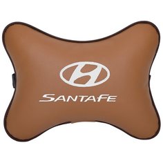 Подушка на подголовник автомобильная рыжая экокожа Hyundai Santa Fe Vital Technologies