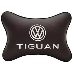 Подушка на подголовник автомобильная коричневая экокожа VW Tiguan Vital Technologies