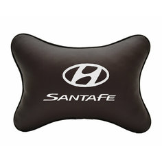 Подушка на подголовник автомобильная коричневая экокожа Hyundai Santa Fe Vital Technologies