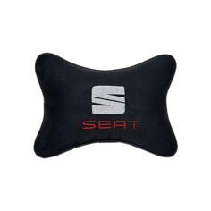 Подушка на подголовник алькантара Black с логотипом автомобиля SEAT Vital Technologies