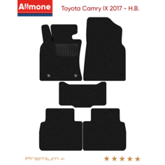 Коврики в салон текстильные Allmone "Премиум+" для Toyota Camry 9 (XV70) 2017 - Н. В, черные, 5шт. / Тойота Камри 9