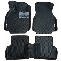 Автомобильные коврики EVA / ЕВА для Renault Megane II 2003-2014 / Рено Меган 2 / черный(ромб)-черный + резин подпятник + 2 лого / 3D 3д с бортами / Gallex