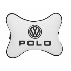 Подушка на подголовник автомобильная белая экокожа VOLKSWAGEN POLO Vital Technologies