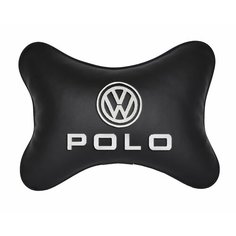 Подушка на подголовник автомобильная черная экокожа VOLKSWAGEN POLO Vital Technologies