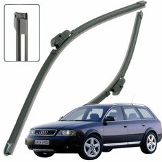 Дворники AUDI A6 allroad quattro (1) C5 / ауди А6 Олроуд С5 рест. 2001 / 2002 / 2003 / 2004 / 2005 Щетки стеклоочистителя бескаркасные автомобильные LYNXauto, 550мм-550мм, к-т 2шт.