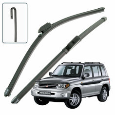 Дворники Mitsubishi Pajero Pinin H67W, H77W / Митсубиси Паджеро Пинин 1999 2000 2001 2002 2003 2004 2005 Щетки бескаркасные LYNXauto 480мм-480мм к-т 2 шт.