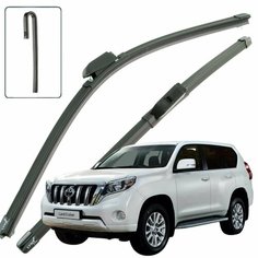 Дворники Toyota Land Cruiser Prado (4) J150 / Тойота Ленд Крузер Прадо 150 рест. 2013 / 2014 / 2015 / 2016 / 2017 Щетки стеклоочистителя бескаркасные автомобильные LYNXauto 650мм-500мм к-т 2шт.