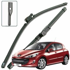 Дворники Peugeot 308 (1) T7 / Пежо 308 Т7 хэтчбек 5 дв. 2007 / 2008 / 2009 / 2010 / 2011 Щетки стеклоочистителя бескаркасные автомобильные LYNXauto 750мм-650мм к-т 2шт.