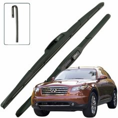 Дворники Infiniti FX35 (1) S50 / Инфинити ФХ35 рест. 2006 / 2007 / 2008 Щетки стеклоочистителя гибридные ОЕМ для автомобиля LYNXauto к-т 2шт, 550мм-500мм