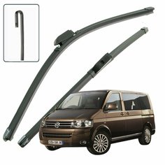Дворники VW Volkswagen Multivan (5) T5 / Фольксваген Мультиван Т5 рест. 2009 2010 2011 2012 2013 2014 2015 Щетки стеклоочистителя бескаркасные автомобильные LYNXauto 600мм-600мм к-т 2шт.