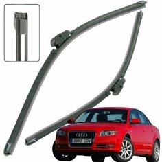 Дворники AUDI A4 (3) B7 / ауди А4 Б7 седан 2004 / 2005 / 2006 / 2007 / 2008 Щетки стеклоочистителя бескаркасные автомобильные LYNXauto, 550мм-550мм, к-т 2шт.