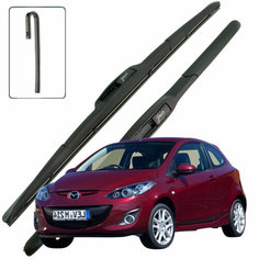 Дворники Mazda 2 DE / Мазда 2 ДЕ рест. 2010 / 2011 / 2012 / 2013 / 2014 / 2015 Щетки стеклоочистителя гибридные ОЕМ для автомобиля LYNXauto 600мм-350мм к-т 2шт.