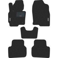 Автомобильные коврики EVA для Mazda CX-5 I (2011-2017), с каучуковым подпятником и 2 эмблемами Mazda, чёрные с чёрным кантом, ячейка - ромб Carstar