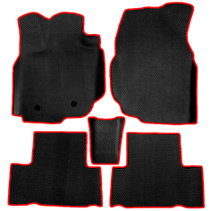 Коврики ЕВА для Toyota RAV4 III (ХА30) 2005-2016 / Тойота Рав 4 3 поколение / Черные соты / Красный кант / Комплект 5 шт. Evaformat