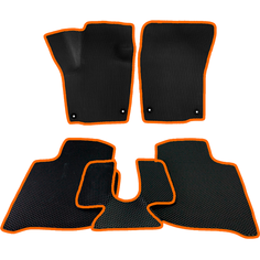 ЕВА коврики для Skoda Rapid 1 (2012-2020), Шкода Рапид 1 / Черные соты / Оранжевый кант / Комплект 5 шт. Evaformat