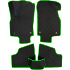 Коврики ЕВА для Opel Astra H (2004-2014) седан / Опель Астра Н / Черные соты / Зеленый кант / Комплект 5 шт. Evaformat