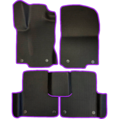 EVA коврики для Mercedes GLS-класс 1 Х166 (2015-2019) 5 мест / Мерседес Х166 / Черные соты / Фиолетовый кант / Комплект 5 шт. Evaformat