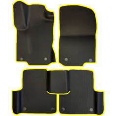 EVA коврики для Mercedes GLS-класс 1 Х166 (2015-2019) 5 мест / Мерседес Х166 / Черные соты / Желтый кант / Комплект 5 шт. Evaformat