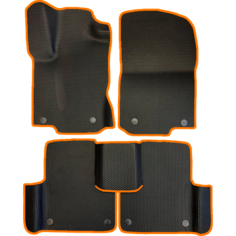 EVA коврики для Mercedes GLS-класс 1 Х166 (2015-2019) 5 мест / Мерседес Х166 / Черные соты / Оранжевый кант / Комплект 5 шт. Evaformat