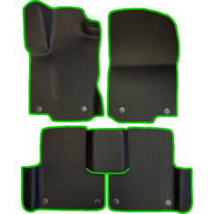 EVA коврики для Mercedes GLS-класс 1 Х166 (2015-2019) 5 мест / Мерседес Х166 / Черные соты / Зеленый кант / Комплект 5 шт. Evaformat