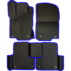 EVA коврики для Mercedes GLS-класс 1 Х166 (2015-2019) 5 мест / Мерседес Х166 / Черные соты / Синий кант / Комплект 5 шт. Evaformat